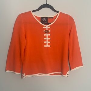 Michael Simon Orange Sweater with White Accents